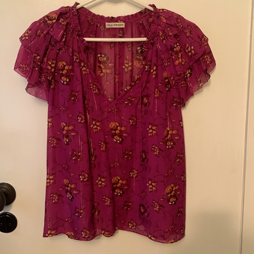 Gorgeous Magenta Floral Blouse, Size 6